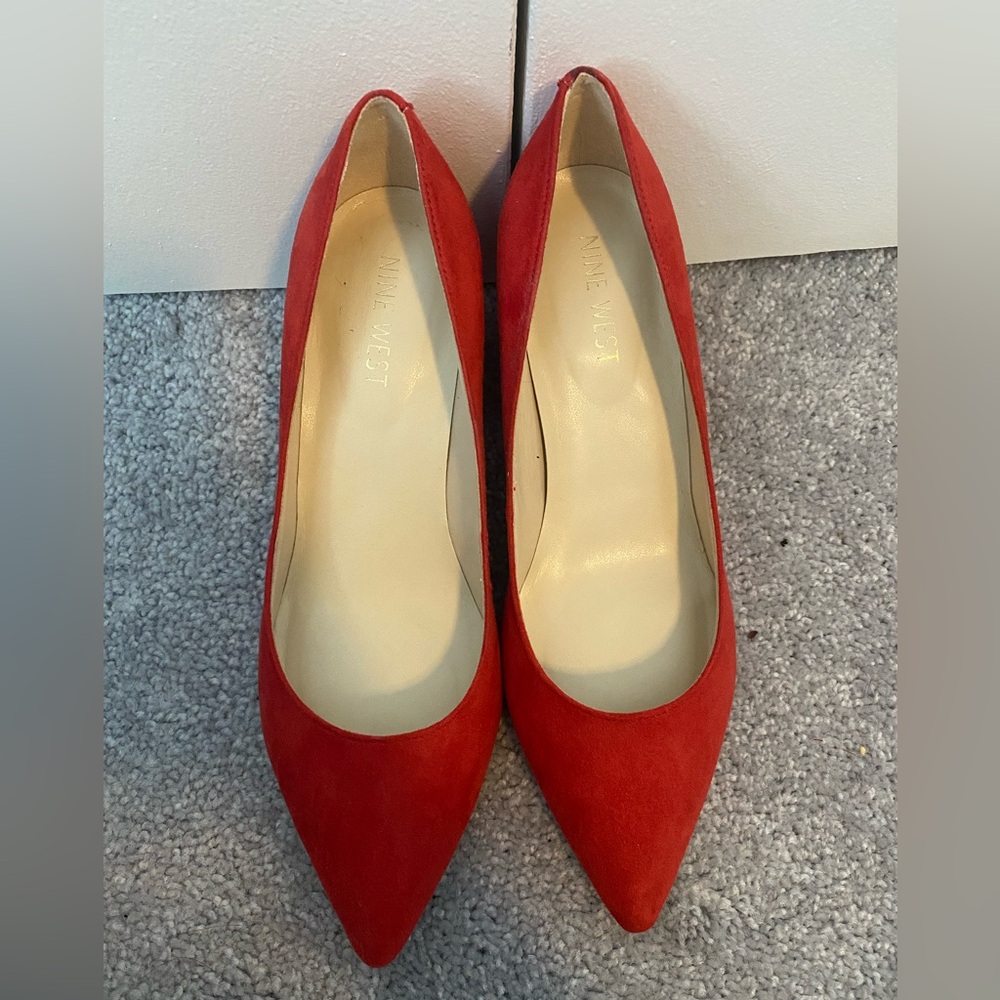 Red Suede Block Heel Nine West Shoes size6